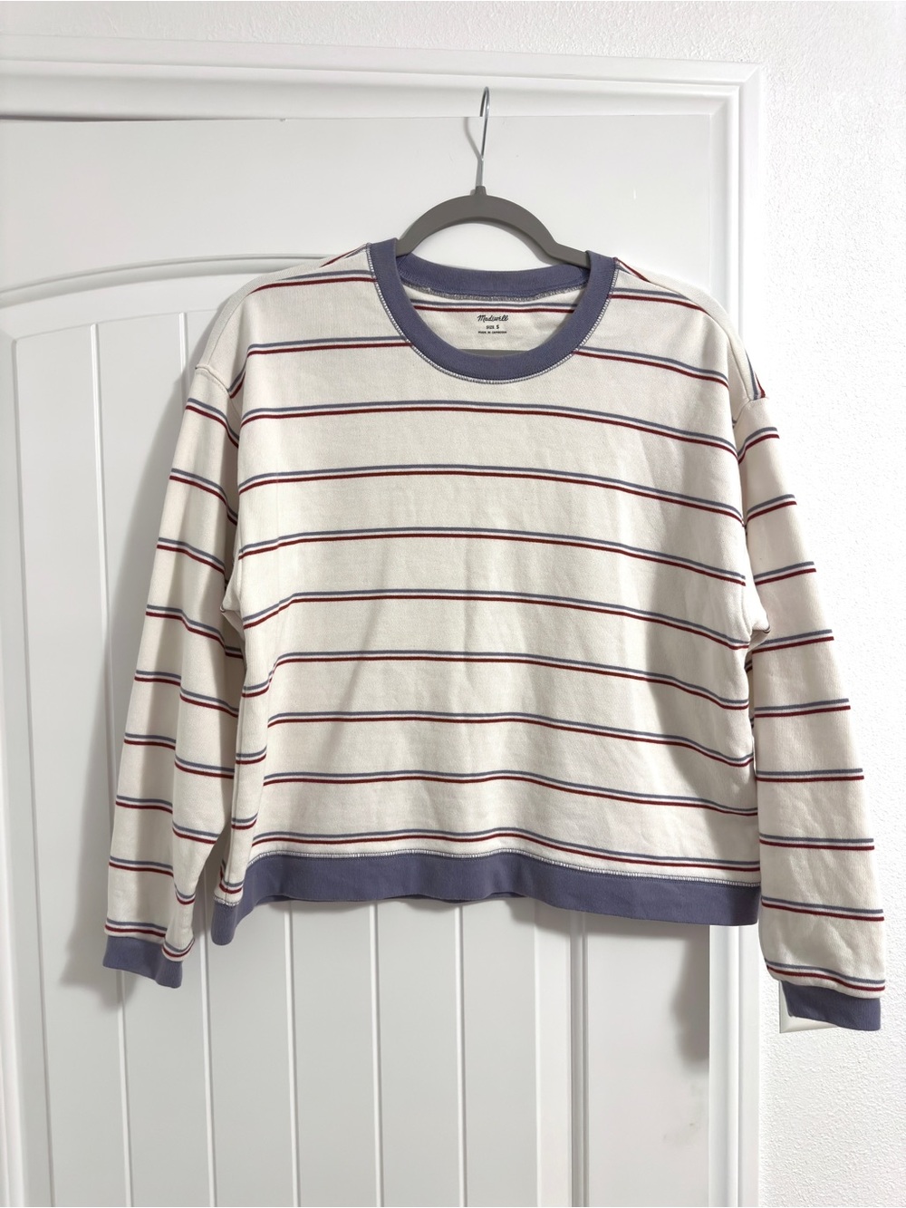 Madewell 100% Cotton Striped Cream Sweater size Small